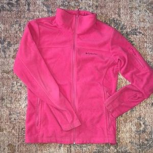 Columbia women’s medium fleece jacket.tiny little burn hold as shown in picture